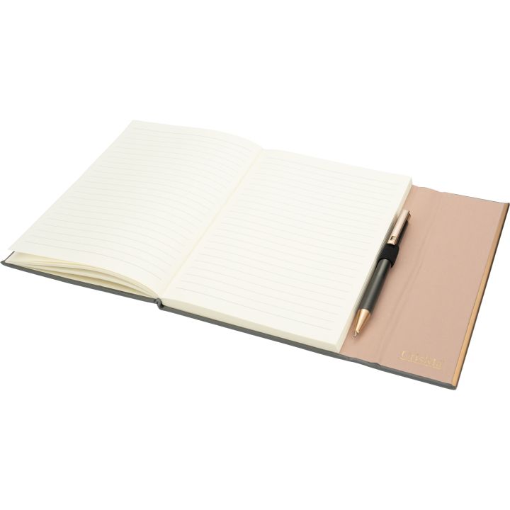 Zestaw notatnik A5 w linie i długopis CrisMa ze skóry z recyklingu MAGGIE - Ciemnoszary