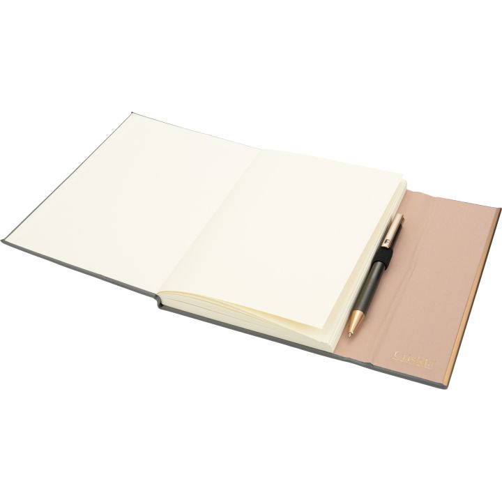 Zestaw notatnik A5 w linie i długopis CrisMa ze skóry z recyklingu MAGGIE - Ciemnoszary