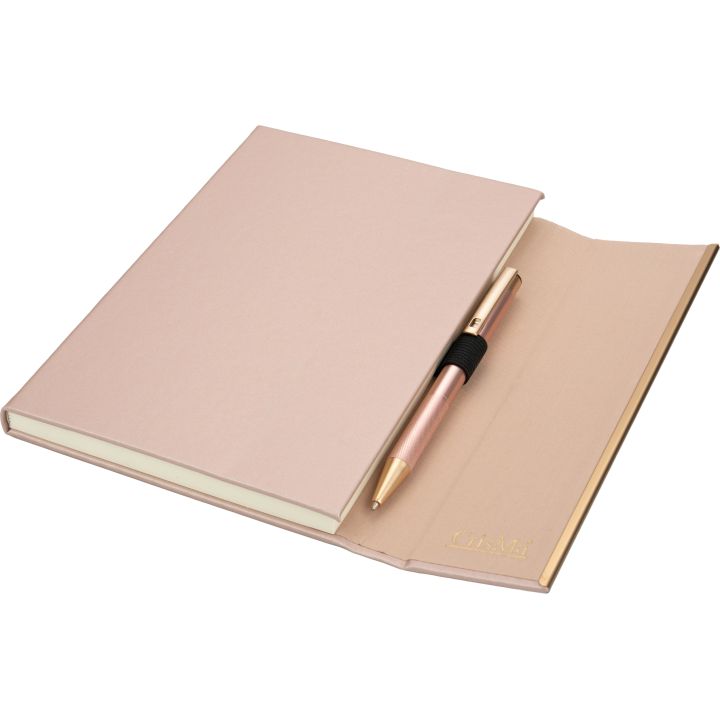 Zestaw notatnik A5 w linie i długopis CrisMa ze skóry z recyklingu MAGGIE - Miedziany