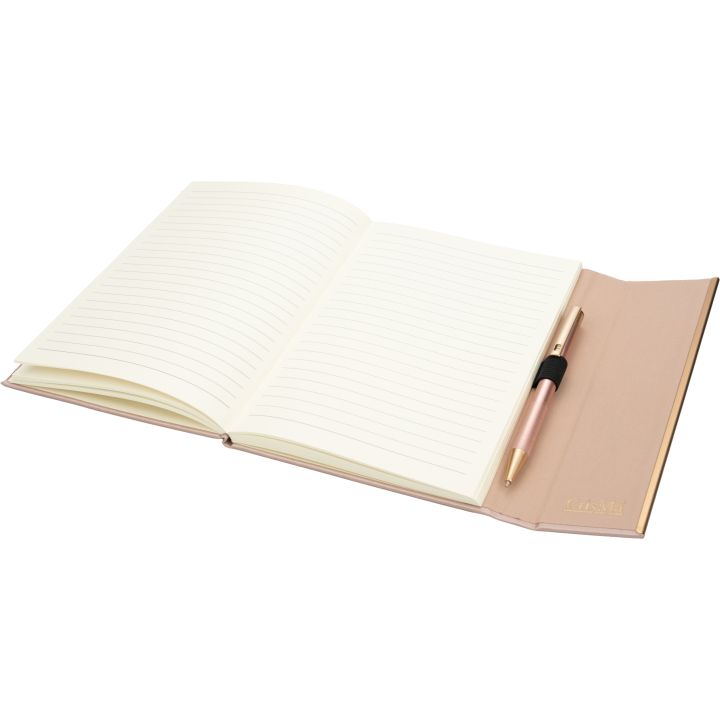 Zestaw notatnik A5 w linie i długopis CrisMa ze skóry z recyklingu MAGGIE - Miedziany