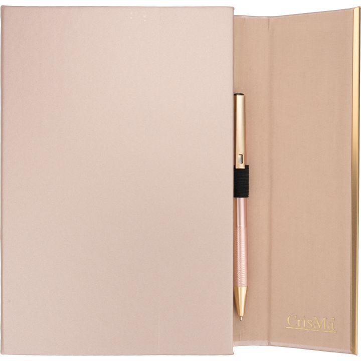 Zestaw notatnik A5 w linie i długopis CrisMa ze skóry z recyklingu MAGGIE - Miedziany