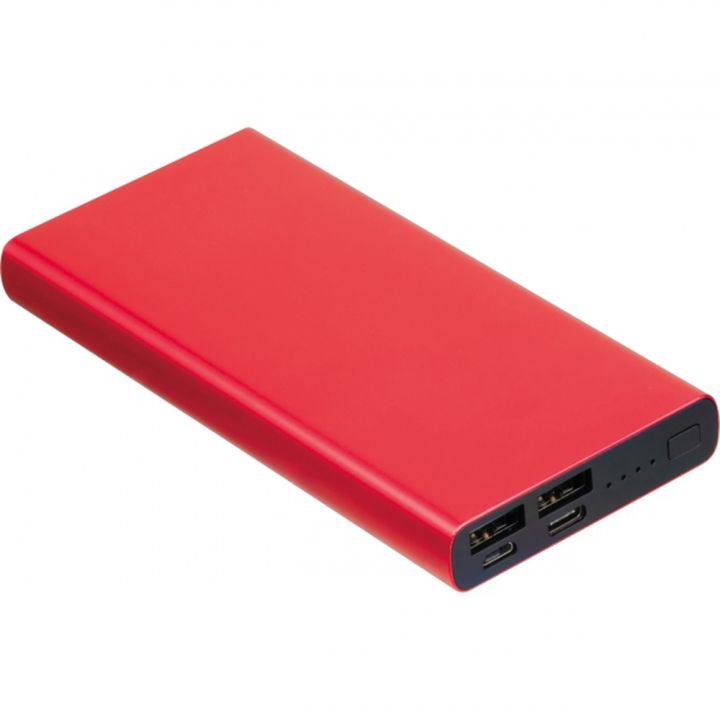 Power bank 10000 mAh z aluminium z recyklingu GIORGIA - Czerwony