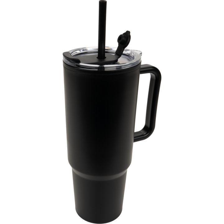 Kubek ze słomką XXL 1200 ml TEODORA - Czarny