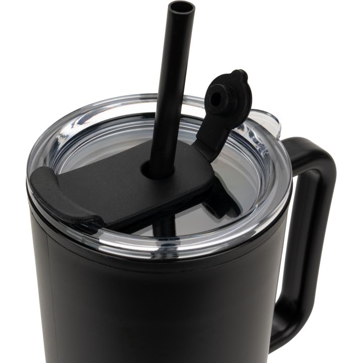 Kubek ze słomką XXL 1200 ml TEODORA - Czarny