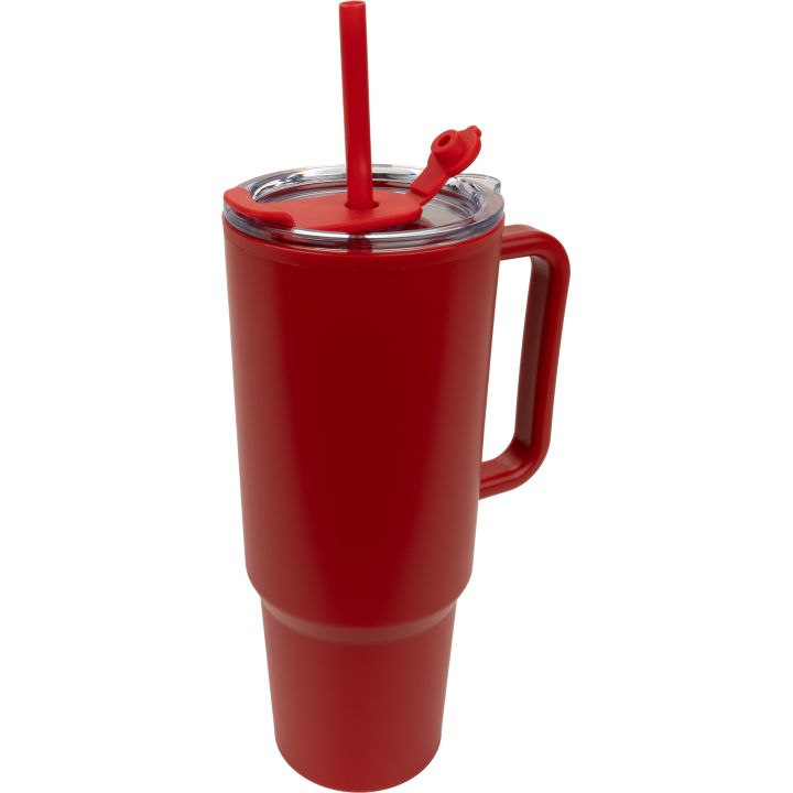 Kubek ze słomką XXL 1200 ml TEODORA - Czerwony