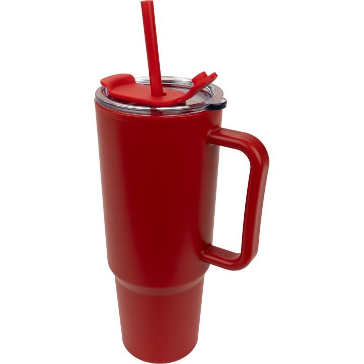 Kubek ze słomką XXL 1200 ml TEODORA - Czerwony