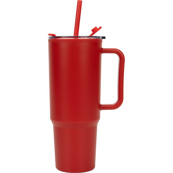Kubek ze słomką XXL 1200 ml TEODORA - Czerwony