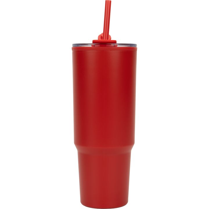 Kubek ze słomką XXL 1200 ml TEODORA - Czerwony