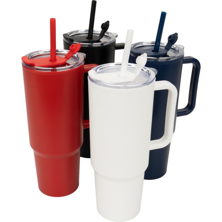 Kubek ze słomką XXL 1200 ml TEODORA - Czerwony