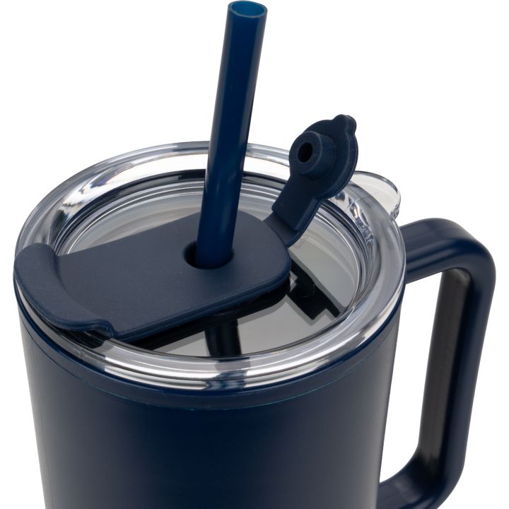 Kubek ze słomką XXL 1200 ml TEODORA - Granatowy