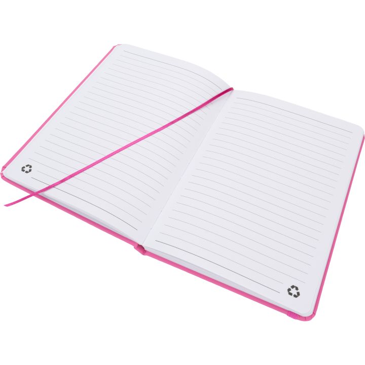 Notatnik A5 w linie z materiałów z recyklingu DOMINIK - Różowy