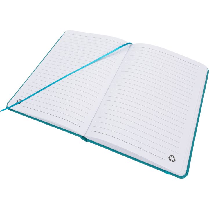 Notatnik A5 w linie z materiałów z recyklingu DOMINIK - Turkusowy
