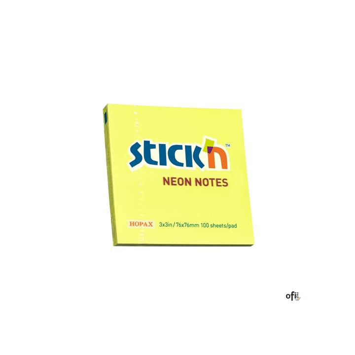 Bloczek STICKN 76x76mm żółty neonowy 100k 21133 STICKN