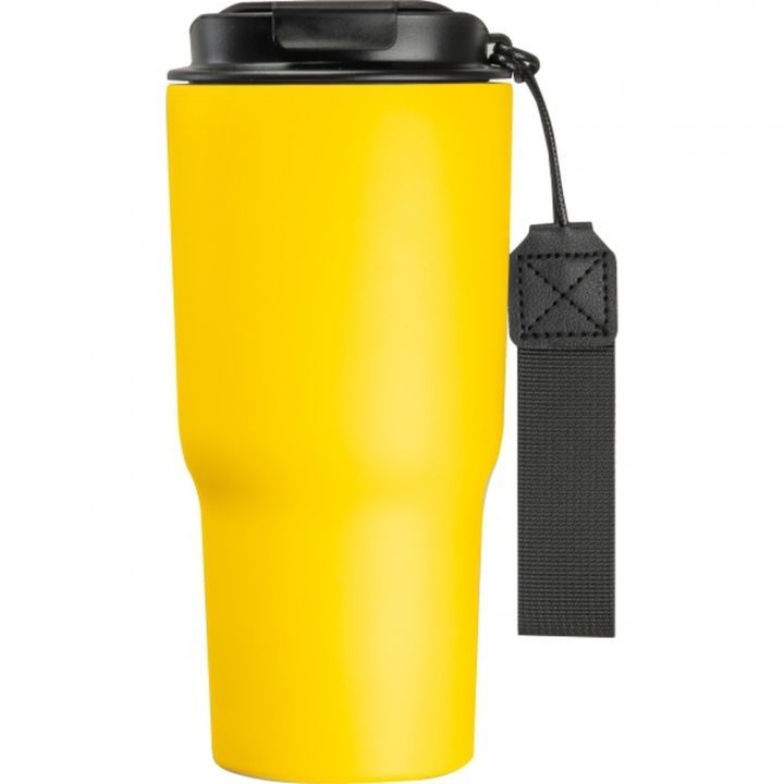 Kubek termiczny 550 ml ze stali z recyklingu DANA - żółty