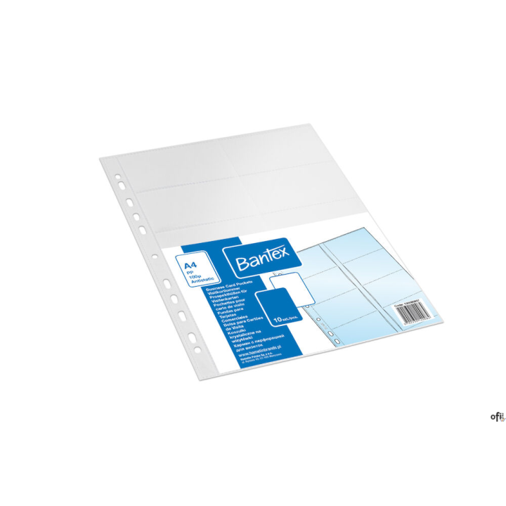 Koszulki na 20 wizytówek A4 PP 100mic(10szt) BANTEX 100080937