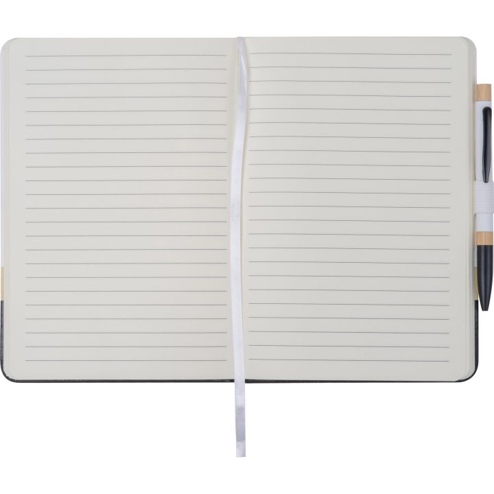 Notes A5 z długopisem z materiałów z recyklingu AVA - Biały