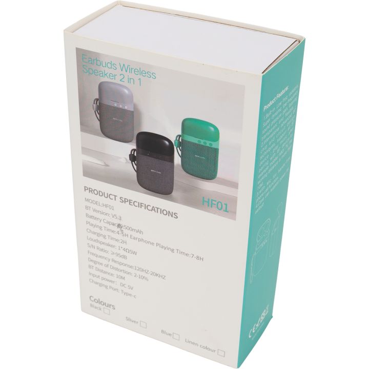 Głośnik Bluetooth HF01 z wbudowanymi słuchawkami 2w1 - Wielokolorowy