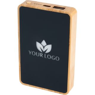 Power Bank 5000 mAh z podświetlanym logo - Beżowy
