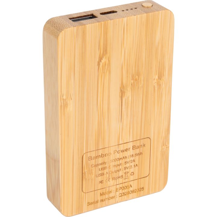 Power Bank 5000 mAh z podświetlanym logo - Beżowy