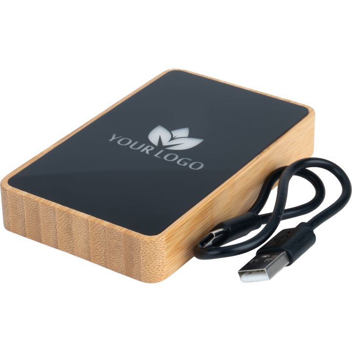 Power Bank 5000 mAh z podświetlanym logo - Beżowy