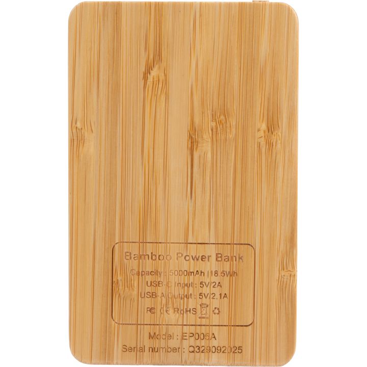 Power Bank 5000 mAh z podświetlanym logo - Beżowy