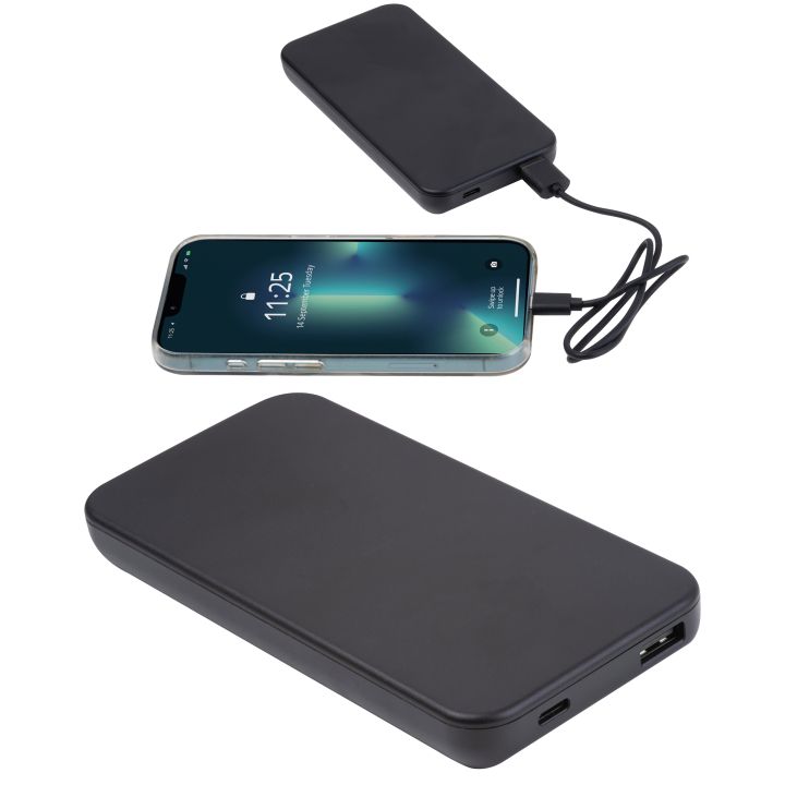 Power bank z ABS z recyklingu 10 000 mAh PRESTON - Czarny