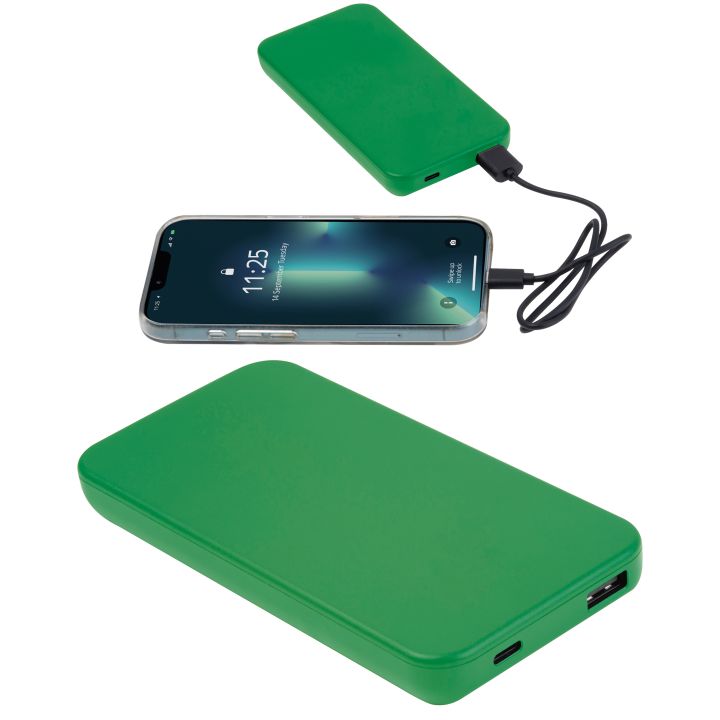 Power bank z ABS z recyklingu 10 000 mAh PRESTON - Zielony