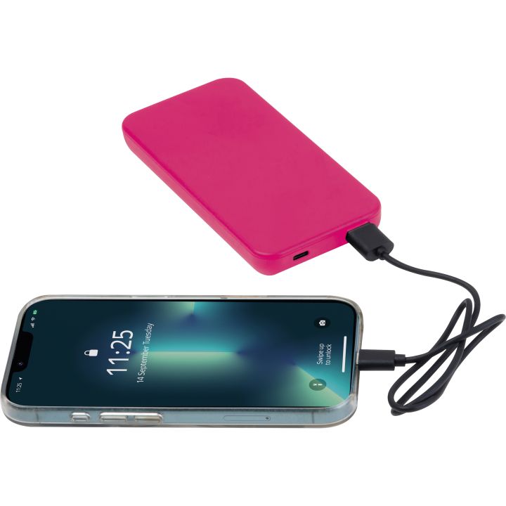 Power bank z ABS z recyklingu 10 000 mAh PRESTON - Różowy