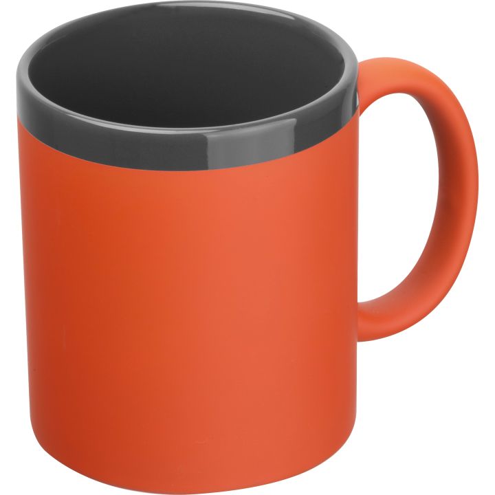 Kubek ceramiczny soft-touch 300 ml RONALD - Pomarańczowy