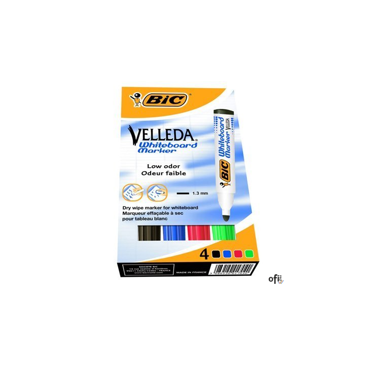 Marker suchościeralny BIC Velleda Ecolutions 1701 mix AST 4szt, 904941