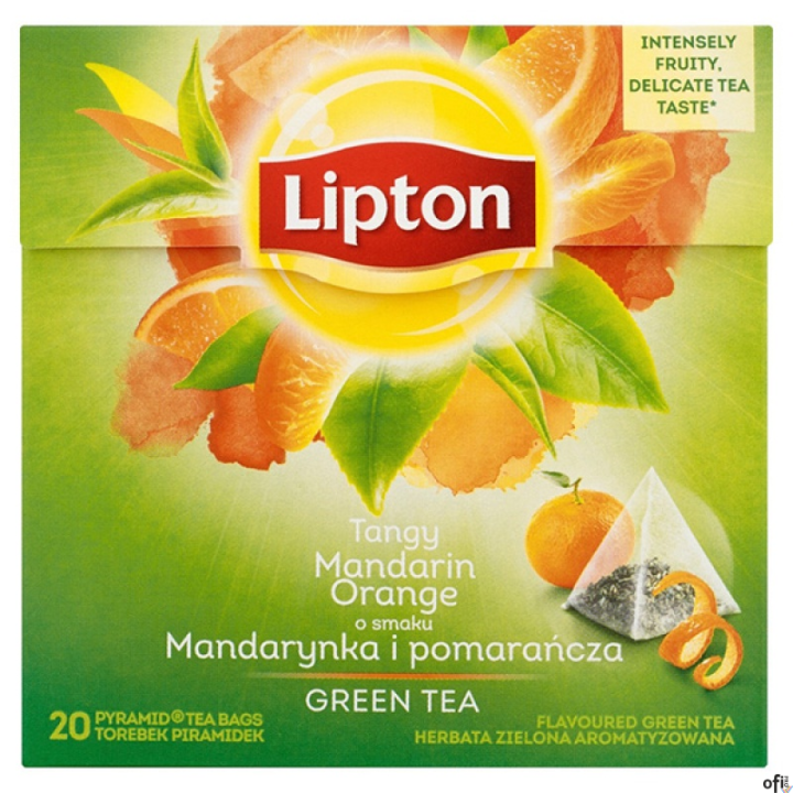 Herbata LIPTON PIRAMID GREEN TEA 20t mandarynka pomarańcza zielona