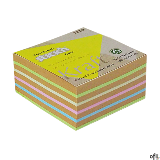 Notes kostka kraft 76x76mm, 5 kolorów, 400 kart. STICKN 21824