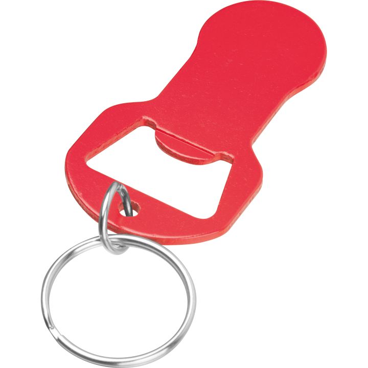 Brelok z otwieraczem do butelek i żetonem do wózka z aluminium z recyklingu OLIWIER - Czerwony