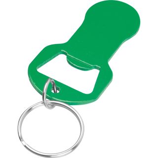 Brelok z otwieraczem do butelek i żetonem do wózka z aluminium z recyklingu OLIWIER - Zielony