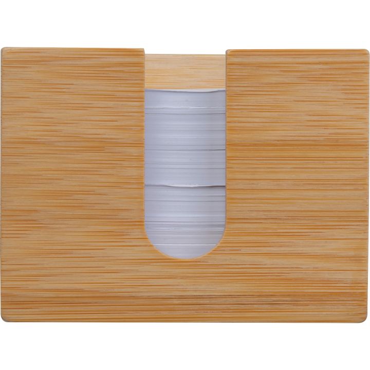 Karteczki biurowe w bambusowym pojemniku NATALINA - Beżowy