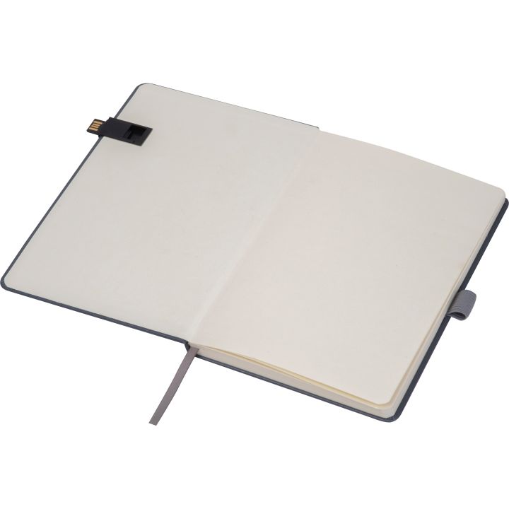 Notatnik A5 w linię z USB 16 GB FRANCESCO - Ciemnoszary