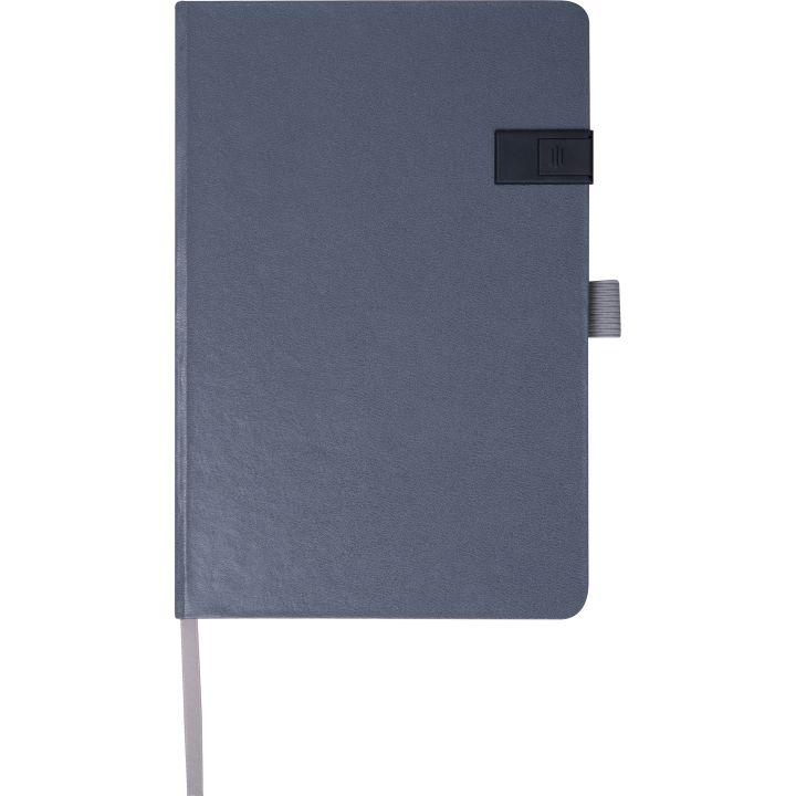 Notatnik A5 w linię z USB 16 GB FRANCESCO - Ciemnoszary