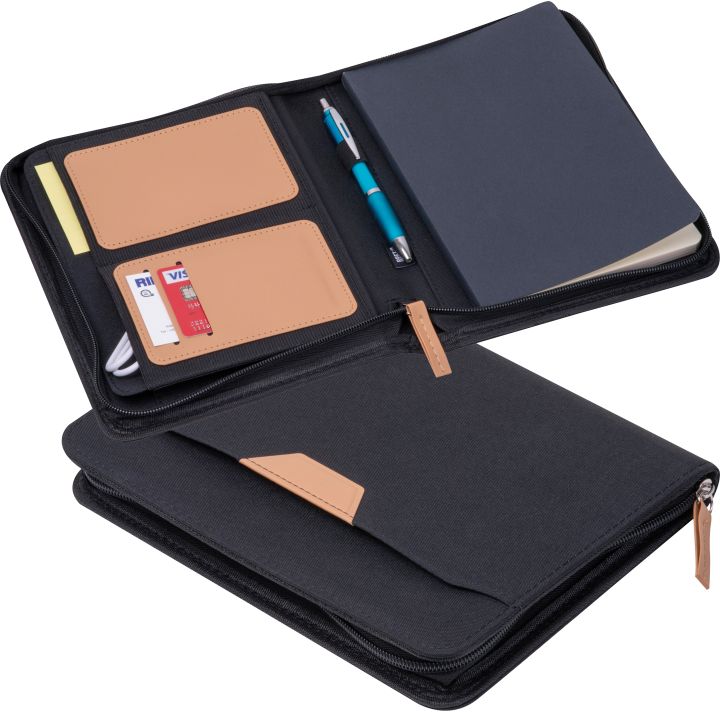 Teczka na dokumenty A5 z RPET z notatnikiem SHANNON - Czarny