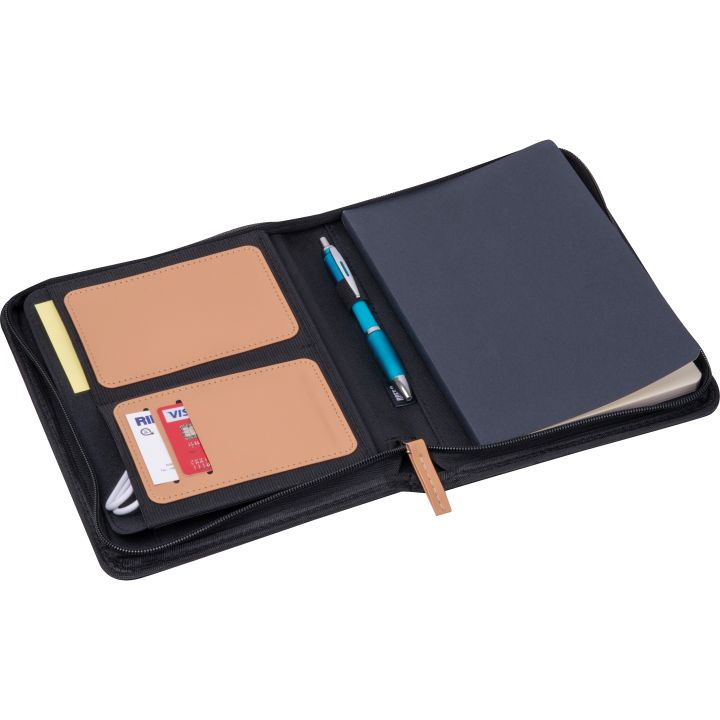 Teczka na dokumenty A5 z RPET z notatnikiem SHANNON - Czarny