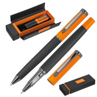Zestaw piśmienny długopis i pióro kulkowe REGINALD - Pomarańczowy