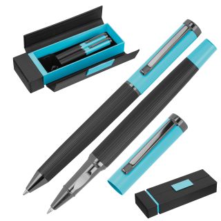 Zestaw piśmienny długopis i pióro kulkowe REGINALD - Jasnoniebieski