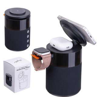 Głośnik z ładowarką bezprzewodową Ferraghini RILEY - Czarny