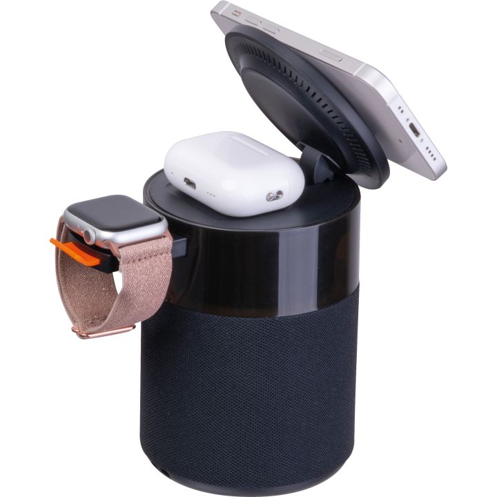 Głośnik z ładowarką bezprzewodową Ferraghini RILEY - Czarny