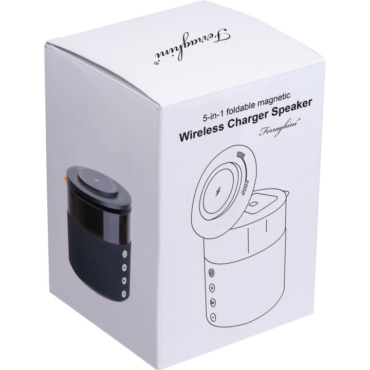 Głośnik z ładowarką bezprzewodową Ferraghini RILEY - Czarny