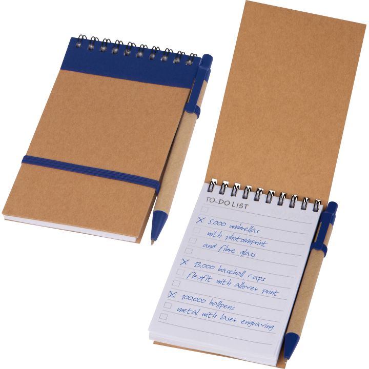 Notatnik w linie z długopisem EUGENIO - Niebieski