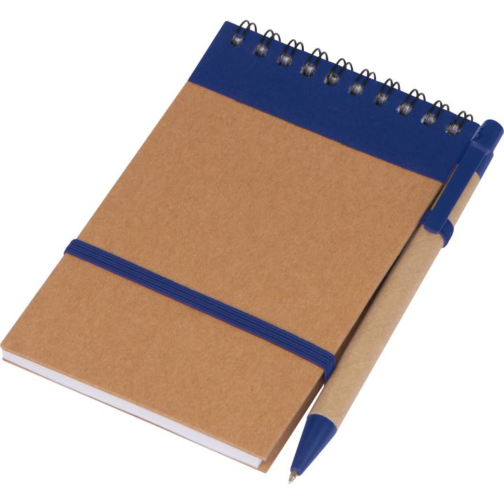 Notatnik w linie z długopisem EUGENIO - Niebieski