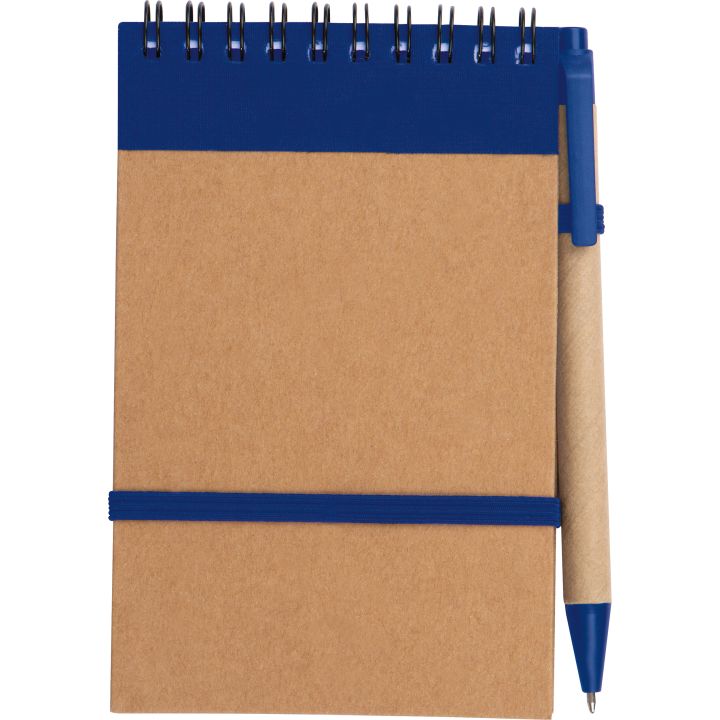 Notatnik w linie z długopisem EUGENIO - Niebieski