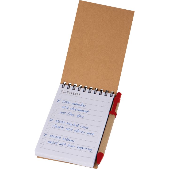 Notatnik w linie z długopisem EUGENIO - Czerwony