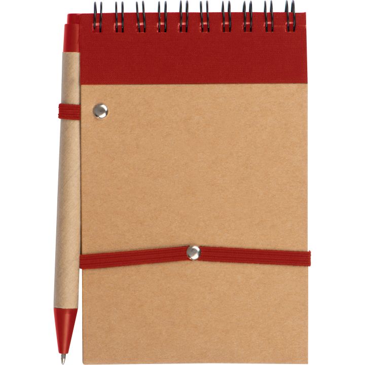 Notatnik w linie z długopisem EUGENIO - Czerwony
