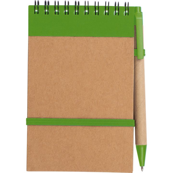 Notatnik w linie z długopisem EUGENIO - Zielony